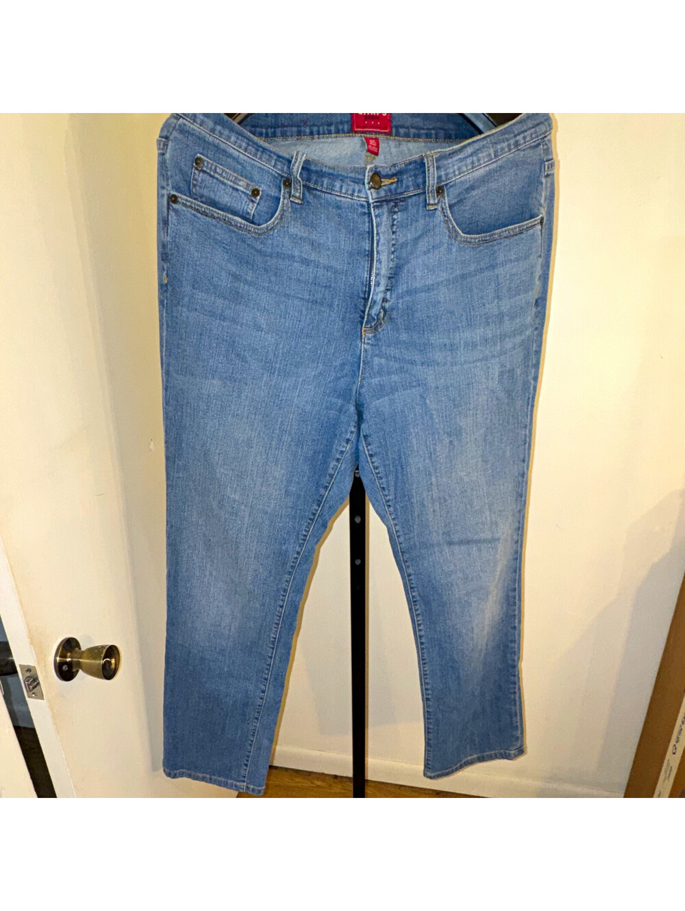 Chaps Women’s Blue Denim Jeans 18W Plus Light Wash Straight Leg Stretch